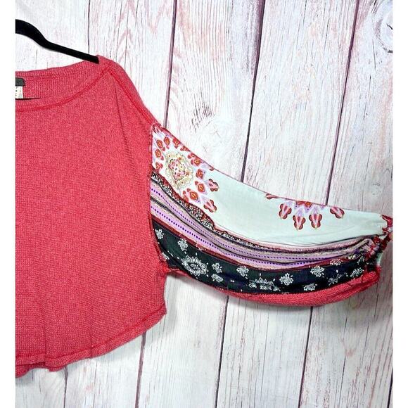 We The Free Free People Blossom Waffle Thermal Top Salmon Color Size Small - Picture 7 of 13